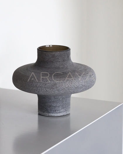 Wabi Sabi Sand Grey Textured Glass Vase - scene