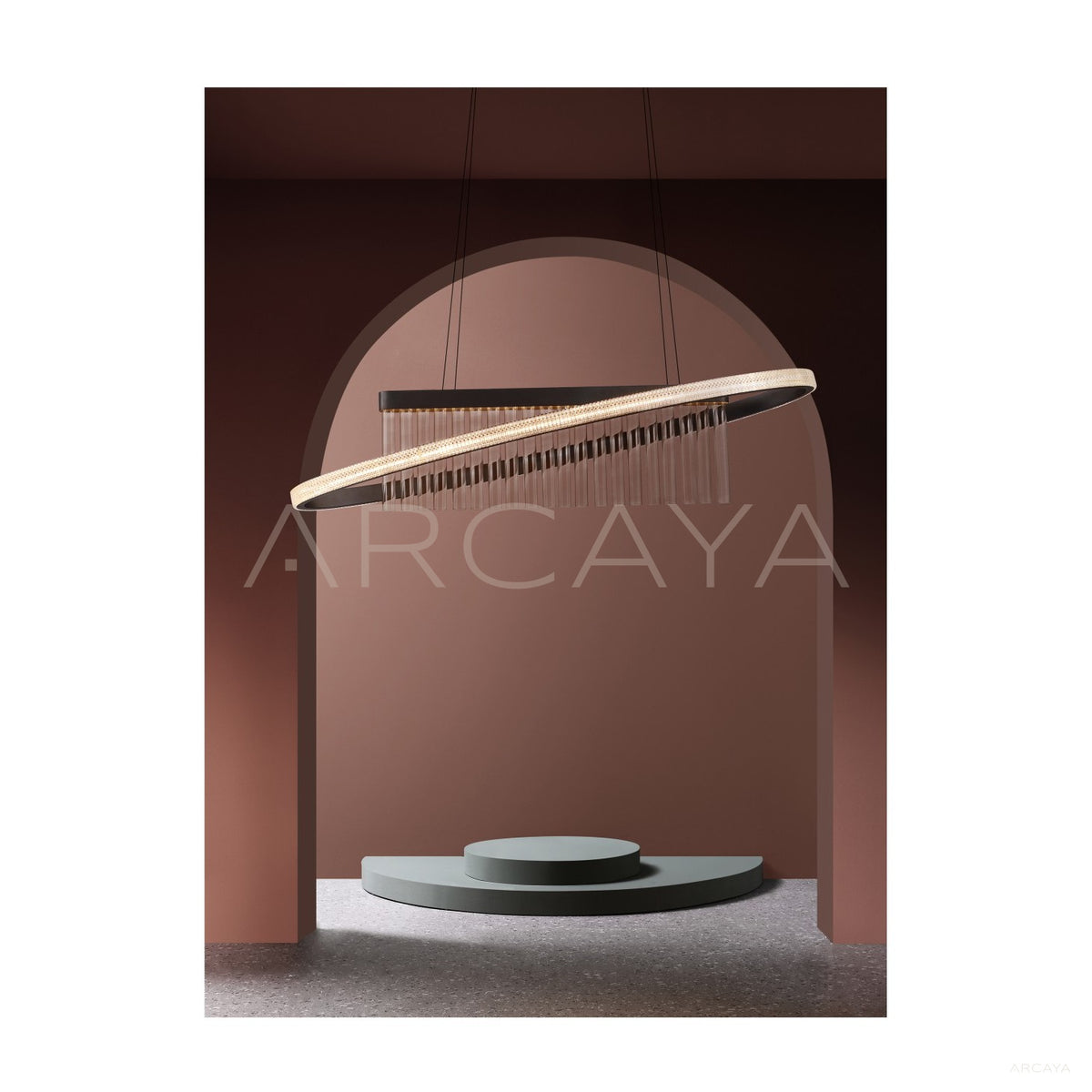 Linear Crystal Tilted Ring Pendant Light 23016 in detail