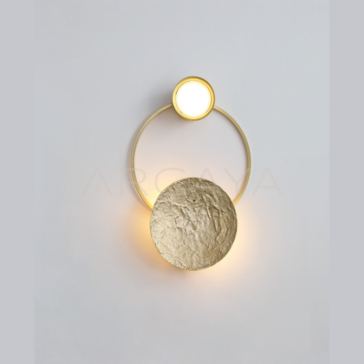 Gold Ring Textured Disc Ring Wall Light 10213 in detail
