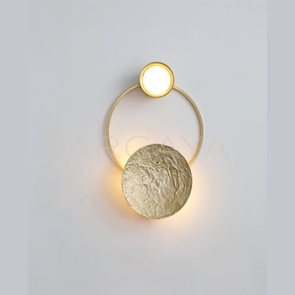 Gold Ring Textured Disc Ring Wall Light 10213 - scene