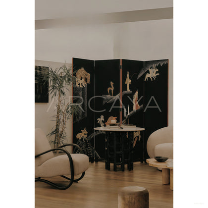 Dunand Style Lacquer Folding Screen - scene