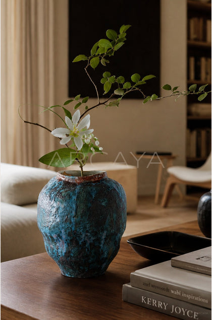 Vintage Kiln Glaze Textured Ceramic Vase - scene