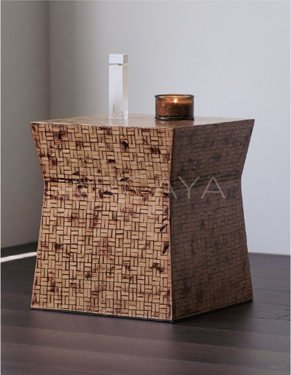 Handwoven Square Side Table - scene