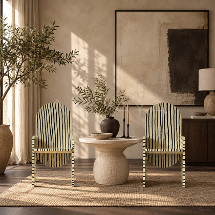 Hand Painted Zebra Pattern Wood Chair - scene