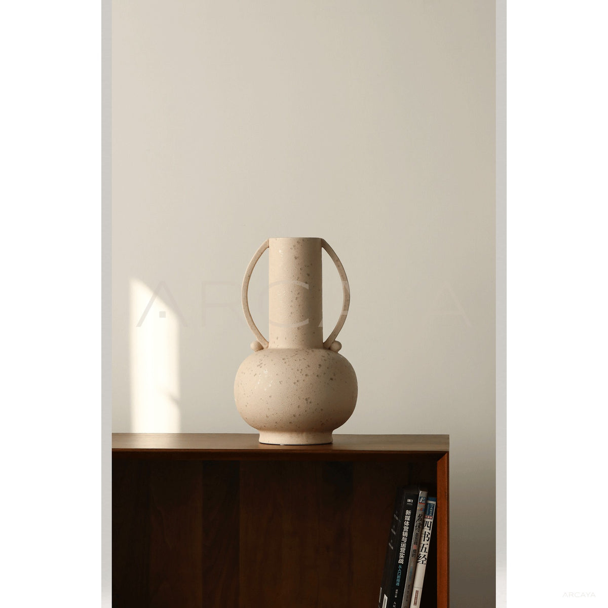 Black Double Ear Art Vase in detail