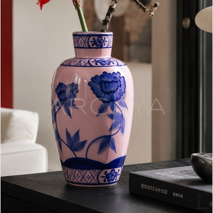 Hand Painted Blue White Ceramic Vase Boxi - main