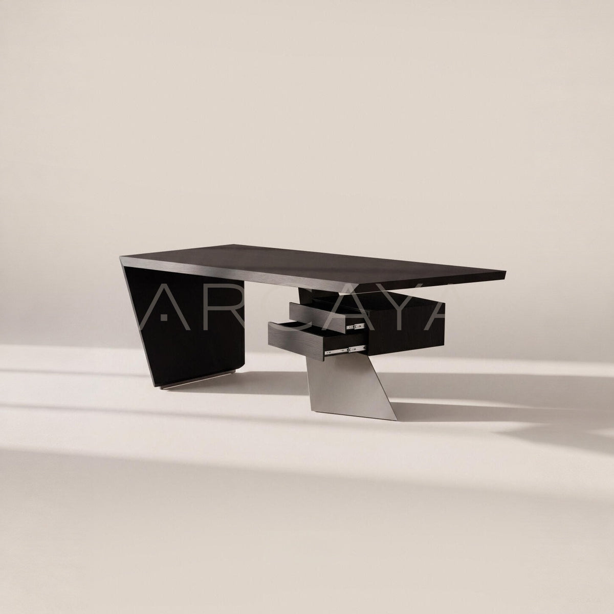 Beveled Black Wood Floating Desk - main