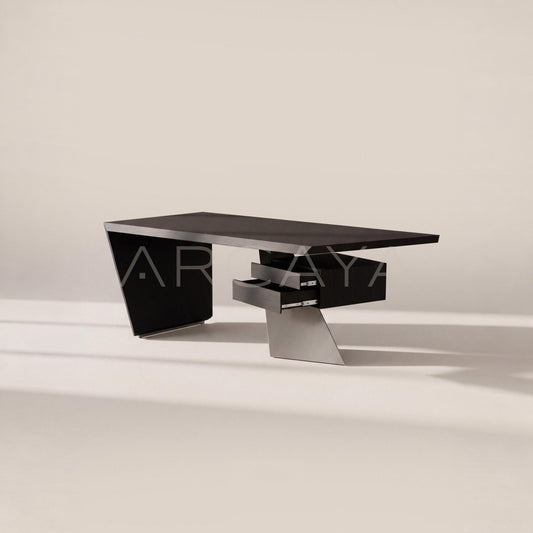 Beveled Black Wood Floating Desk - main