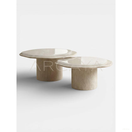 Aston Super White Travertine Piece — Coffee Table - scene
