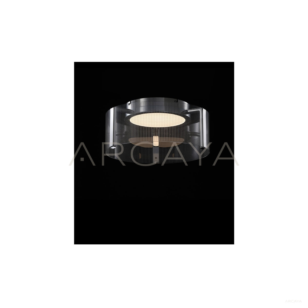 Black Top Ribbed Glass Ceiling Light 23032 in detail