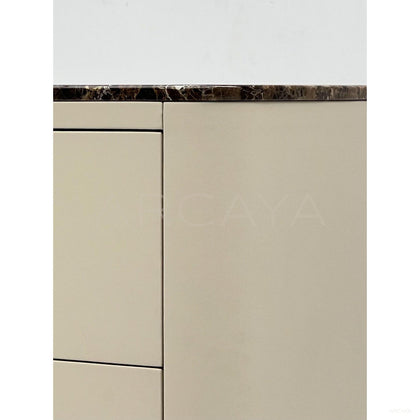 Marble Top Four Drawer Leather Chest - scene