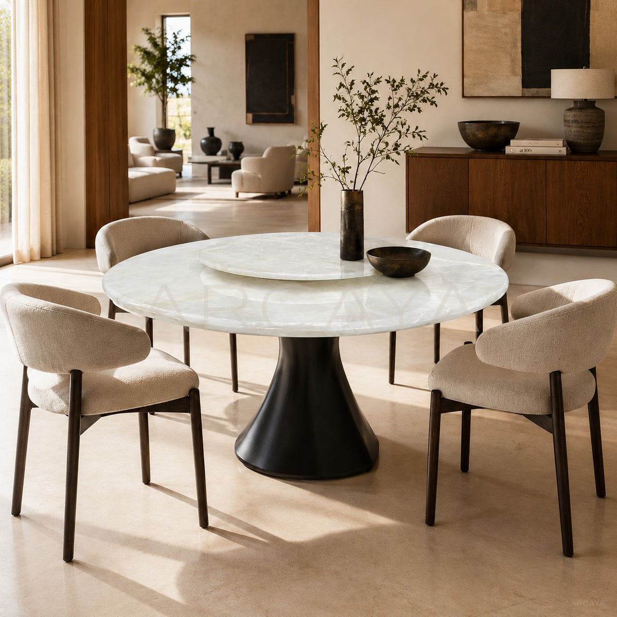 Daze White Crystal Stone Round Table - main