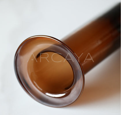 Mid Century Brown Black Gradient Cylinder Glass Vase - scene
