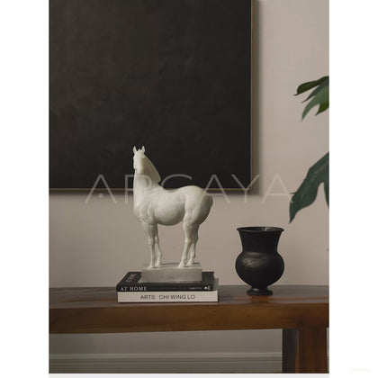 Faux Jade White Horse Sculpture - scene