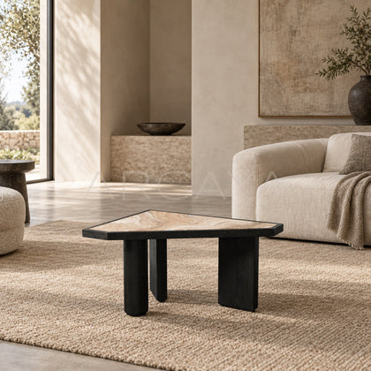 Polygon Patchwork Marble Low Table - scene