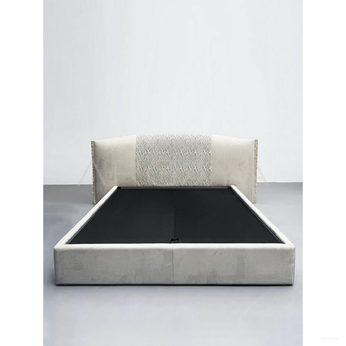 Woven-Back Upholstered Bed in detail