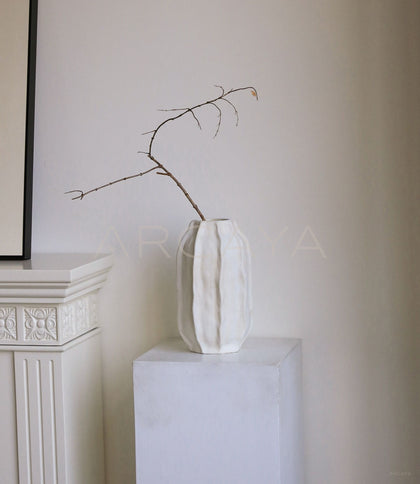 Wabi Sabi White Ceramic Vase - scene