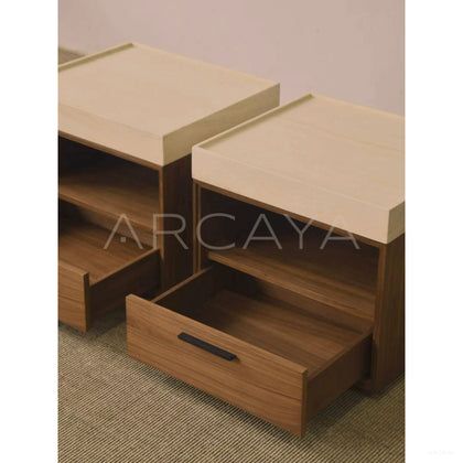Walnut Veneer Nightstand - scene