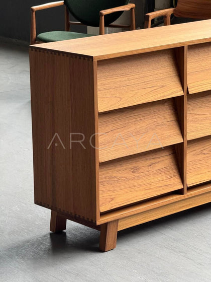 Burmese Teak Nine Drawer Chest - detail