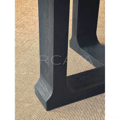 Oak Matte Black Brushed Round Table Lazy Susan - scene