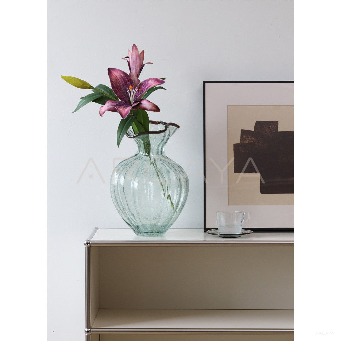 Clear Glass Large Floor Vase Vintage in detail