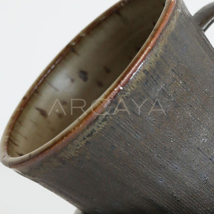 Amu Collab Black Glaze Ribbed Stoneware Mug - scene