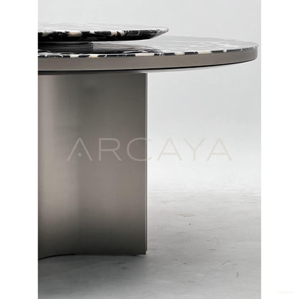 Black Stone Split Metal Round Table - scene