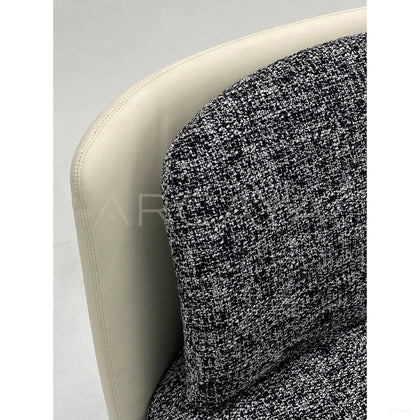 Tweed Leather Curved Stainless Leg Lounge Chair - scene