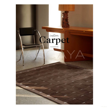 Dark Brown Dot Check Rug Dsm P020 C02 - scene