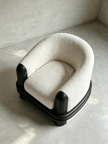 Solid Wood Sculptural Lounge Chair - scene