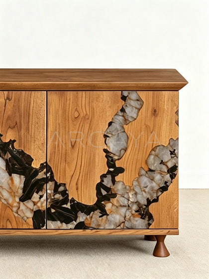 Solid Wood Inlaid Sideboard - detail