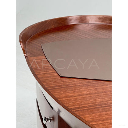 Italian Curved Solid Wood Executive Desk - scene
