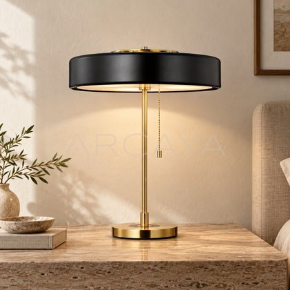 Black Drum Shade Zipper Table Lamp 21409 - main
