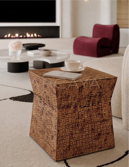 Woven Texture Art Side Table - scene