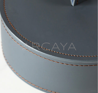 Dark Grey Leather Lidded Storage Jar - scene