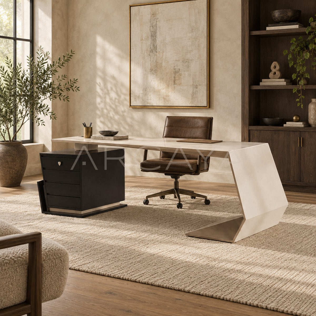 Geometric Irregular Executive Desk in detail