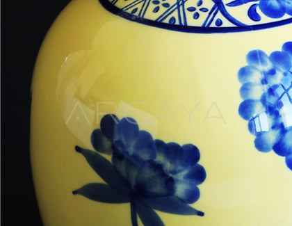 New Chinese Yellow Blue White Ceramic Vase - scene