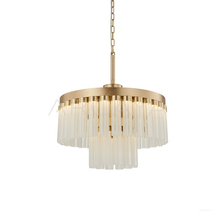 Gold Vertical Crystal Round Double Pendant Light 3071 - scene