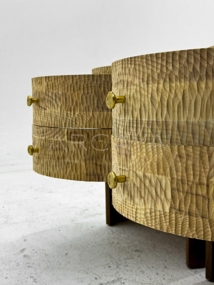 Round Two Tone Wood Nightstand - detail