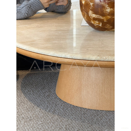 Natural Travertine Coffee Table Living Room - scene