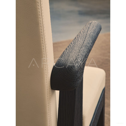 Old Money Oak Leather Dining Chair - scene