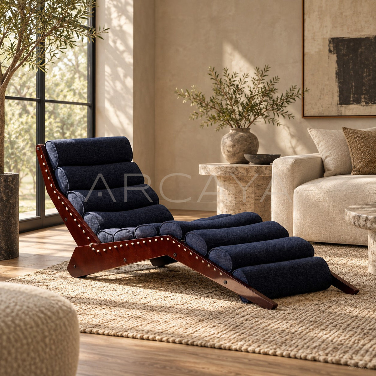 Mid Century Floor Chaise Lounge in detail