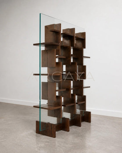 Glass Walnut Display Shelf - scene