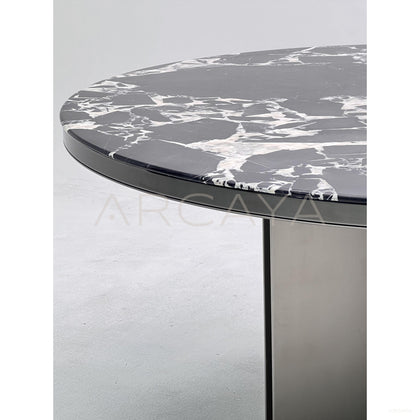 Black Stone Split Metal Round Table - scene