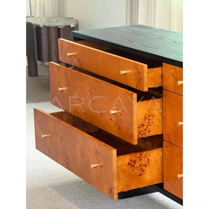 Mid Century Burl Veneer Cabinet - scene
