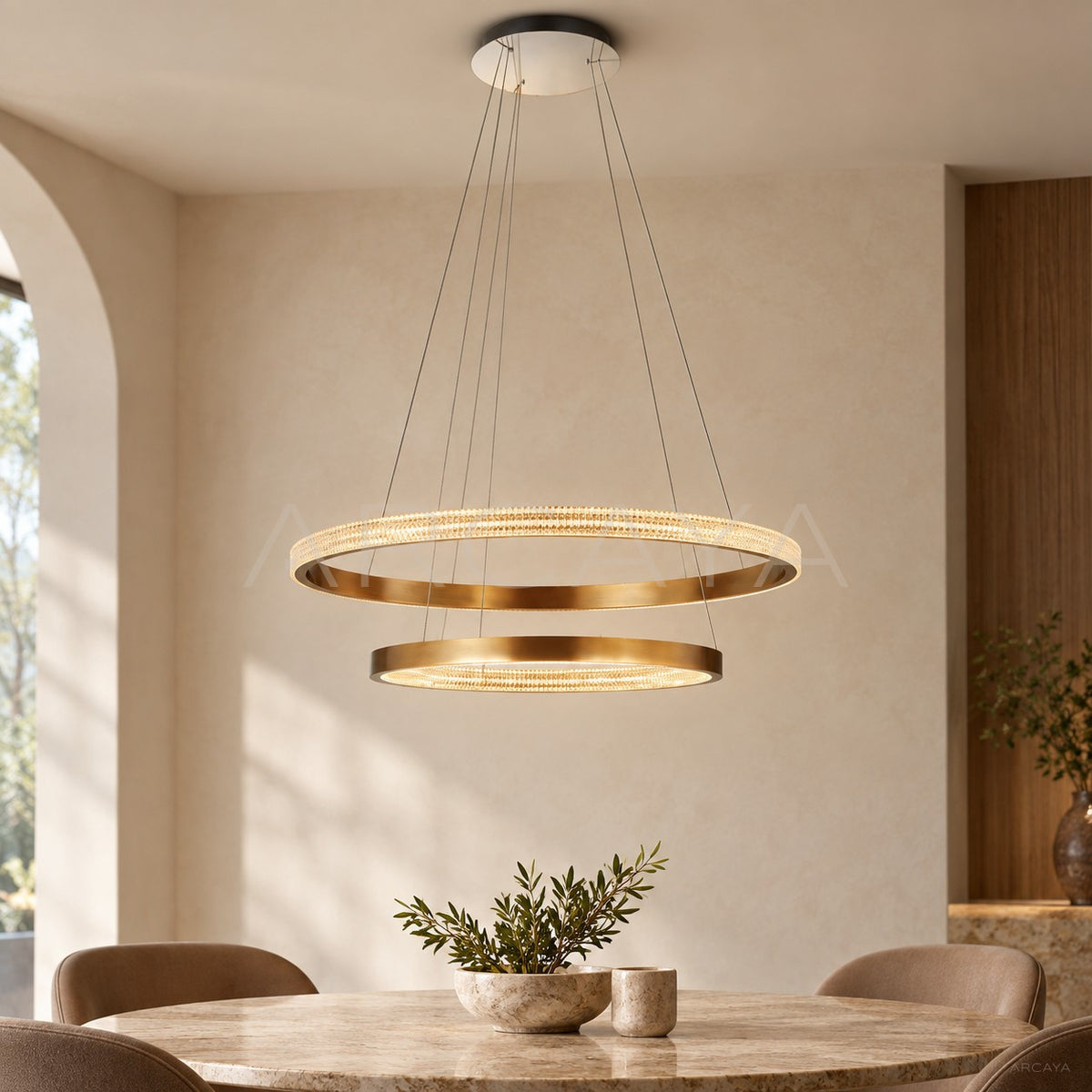 Gold Halo Double Ring Pendant Light 60168 - main