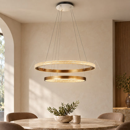 Gold Halo Double Ring Pendant Light 60168 - main