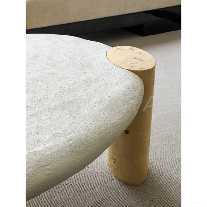Organic Shape Stone Top Coffee Table - scene