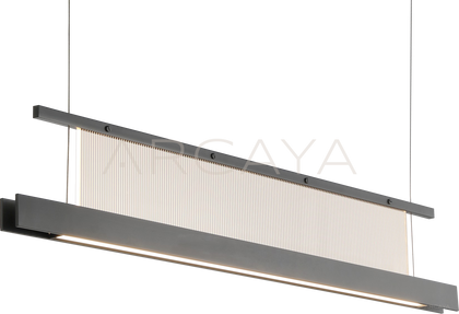 Linear Black Frame Ribbed Pendant Light 97077 - scene