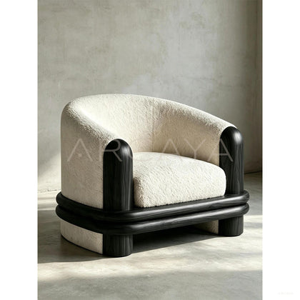 Solid Wood Sculptural Lounge Chair - scene